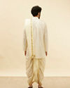 Warm White Zari Bordered Traditional South Indian Pancha Set image number 5
